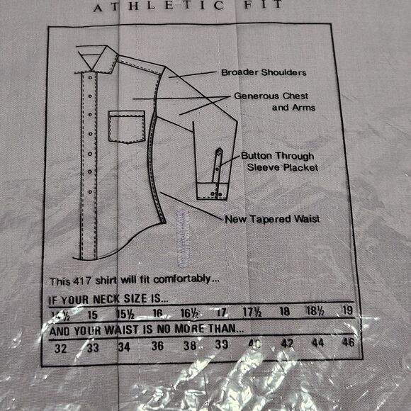 417 Van Heusen Mens Dress Shirt Size 18 1/2-36/37 Long Sleeve Button Up Athletic - Picture 3 of 3